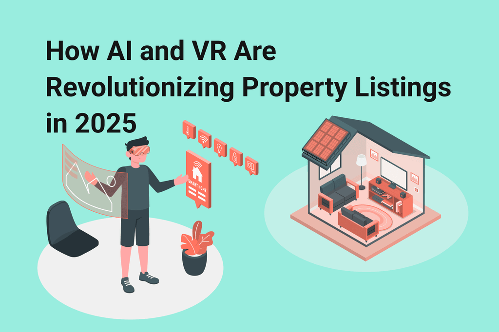 A person uses a VR headset to interact with a smart home interface, illustrating the use of AI and VR in real estate.